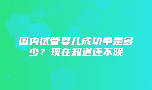 国内试管婴儿成功率是多少？现在知道还不晚