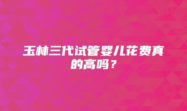 玉林三代试管婴儿花费真的高吗？