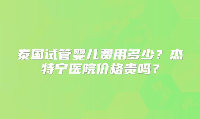 泰国试管婴儿费用多少？杰特宁医院价格贵吗？
