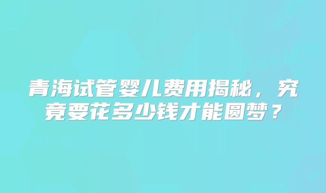 青海试管婴儿费用揭秘,究竟要花多少钱才能圆梦?