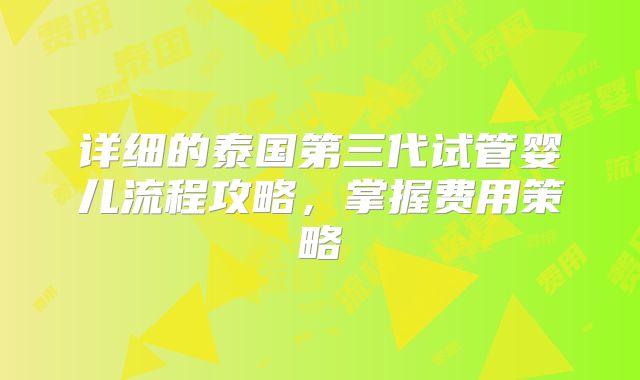 详细的泰国第三代试管婴儿流程攻略,掌握费用策略
