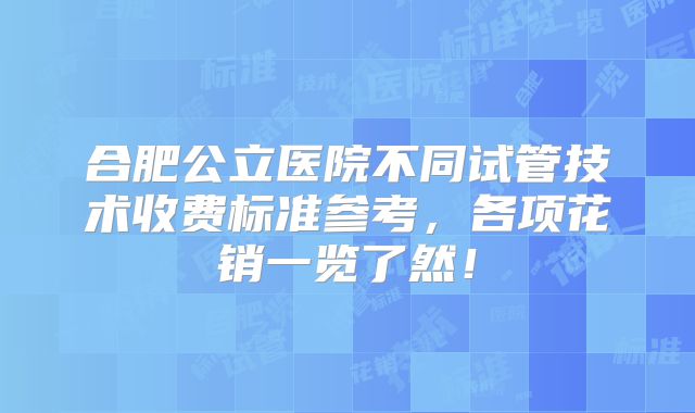 合肥公立医院不同试管技术收费标准参考，各项花销一览了然！