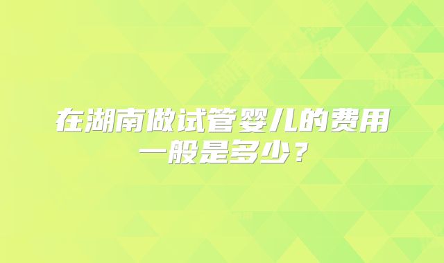 在湖南做试管婴儿的费用一般是多少？