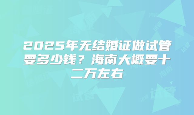 2025年无结婚证做试管要多少钱？海南大概要十二万左右
