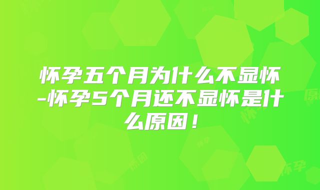 怀孕五个月为什么不显怀-怀孕5个月还不显怀是什么原因!