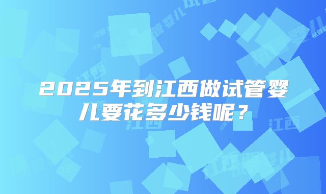 2025年到江西做试管婴儿要花多少钱呢?