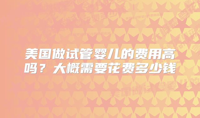美国做试管婴儿的费用高吗?大概需要花费多少钱