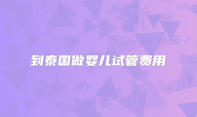 到泰国做婴儿试管费用