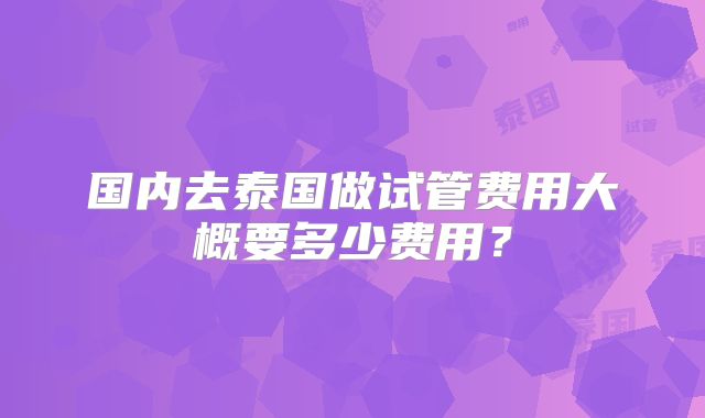 国内去泰国做试管费用大概要多少费用？