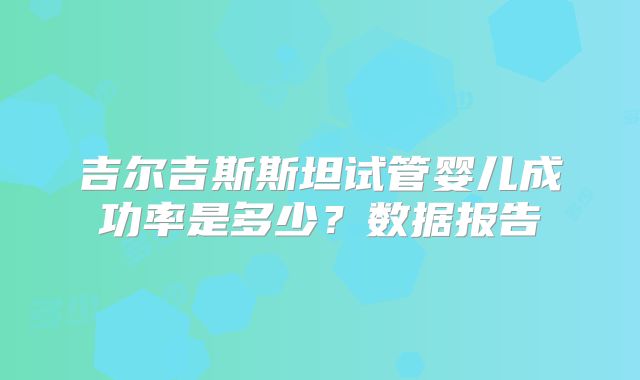 吉尔吉斯斯坦试管婴儿成功率是多少？数据报告