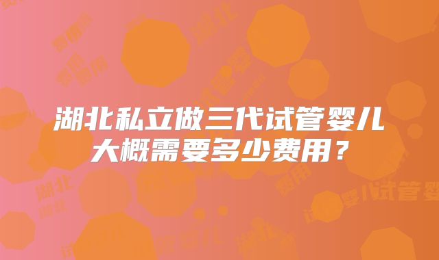 湖北私立做三代试管婴儿大概需要多少费用？