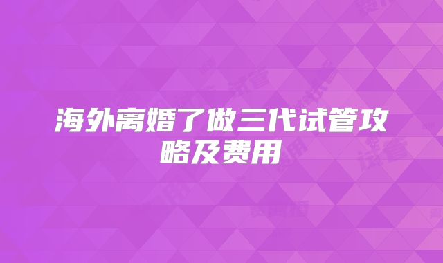 海外离婚了做三代试管攻略及费用