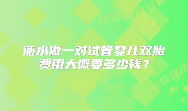 衡水做一对试管婴儿双胎费用大概要多少钱？