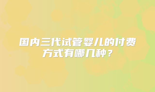 国内三代试管婴儿的付费方式有哪几种?