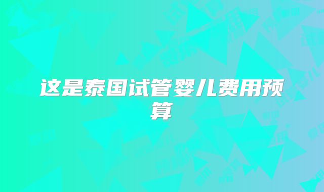 这是泰国试管婴儿费用预算
