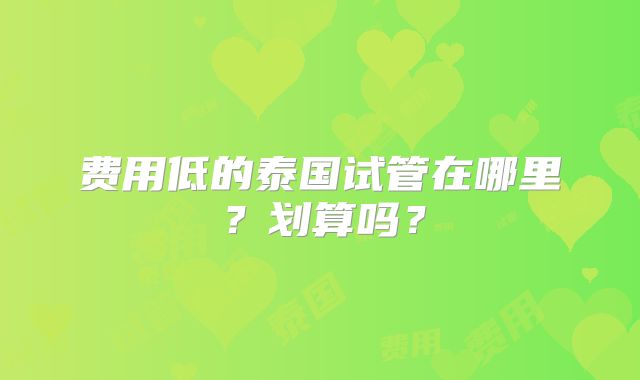 费用低的泰国试管在哪里?划算吗?