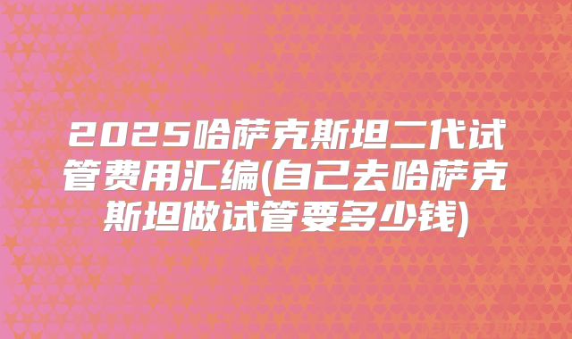 2025哈萨克斯坦二代试管费用汇编(自己去哈萨克斯坦做试管要多少钱)