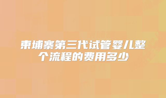 柬埔寨第三代试管婴儿整个流程的费用多少