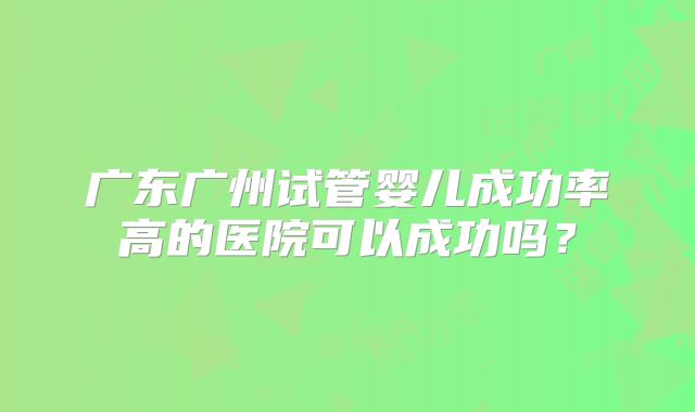广东广州试管婴儿成功率高的医院可以成功吗？