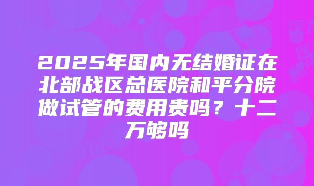 2025年国内无结婚证在北部战区总医院和平分院做试管的费用贵吗?十二万够吗