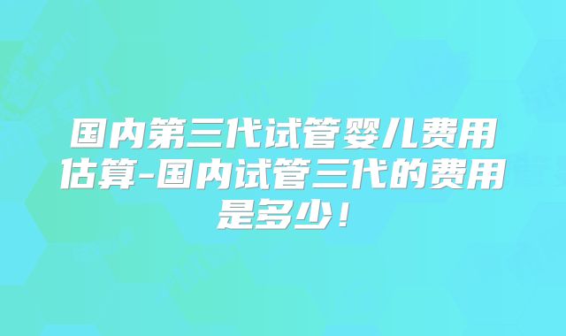 国内第三代试管婴儿费用估算-国内试管三代的费用是多少！