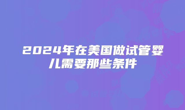 2024年在美国做试管婴儿需要那些条件