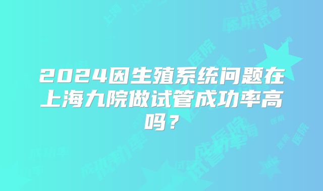 2024因生殖系统问题在上海九院做试管成功率高吗？