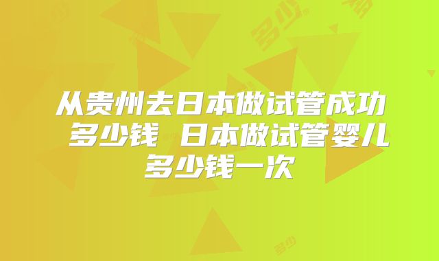 从贵州去日本做试管成功 多少钱 日本做试管婴儿多少钱一次