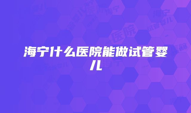 海宁什么医院能做试管婴儿