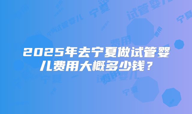 2025年去宁夏做试管婴儿费用大概多少钱?