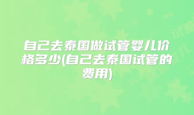自己去泰国做试管婴儿价格多少(自己去泰国试管的费用)