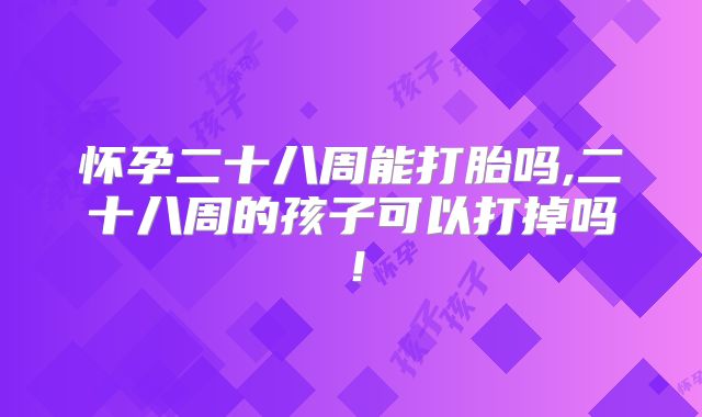 怀孕二十八周能打胎吗,二十八周的孩子可以打掉吗!