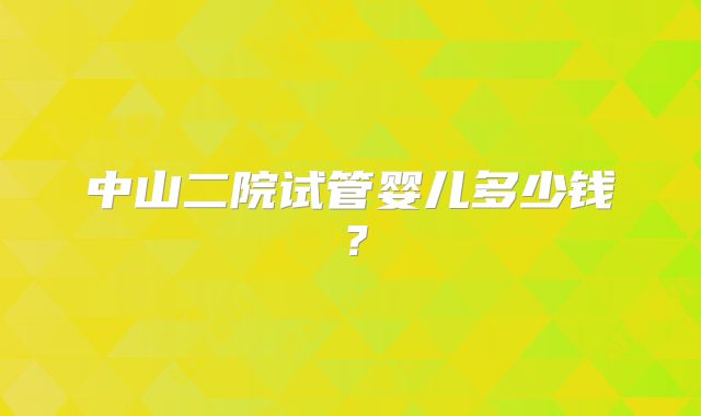 中山二院试管婴儿多少钱？