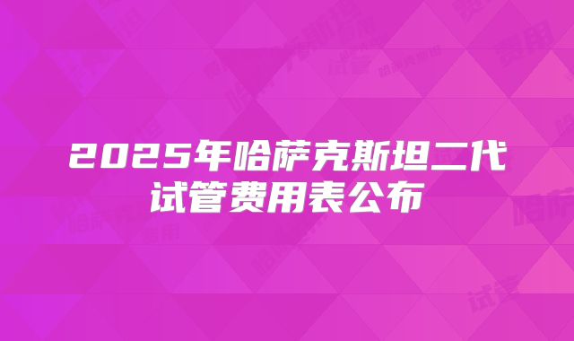 2025年哈萨克斯坦二代试管费用表公布