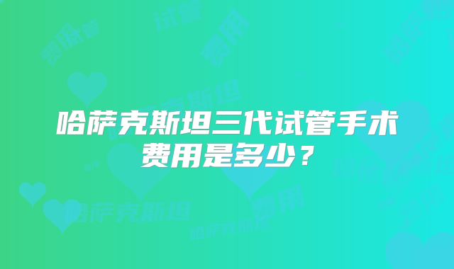 哈萨克斯坦三代试管手术费用是多少?