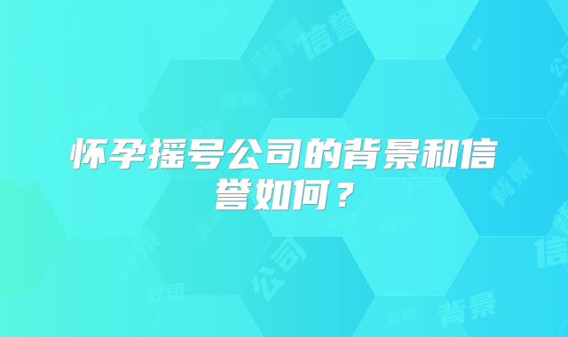 怀孕摇号公司的背景和信誉如何？