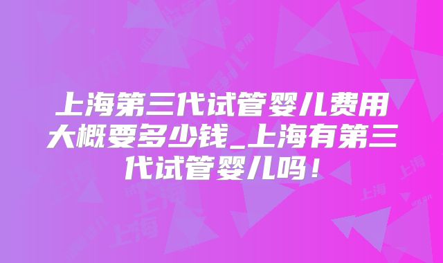 上海第三代试管婴儿费用大概要多少钱_上海有第三代试管婴儿吗！