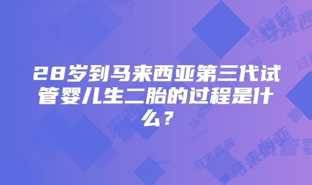 28岁到马来西亚第三代试管婴儿生二胎的过程是什么？