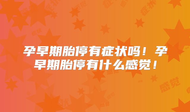 孕早期胎停有症状吗!孕早期胎停有什么感觉!