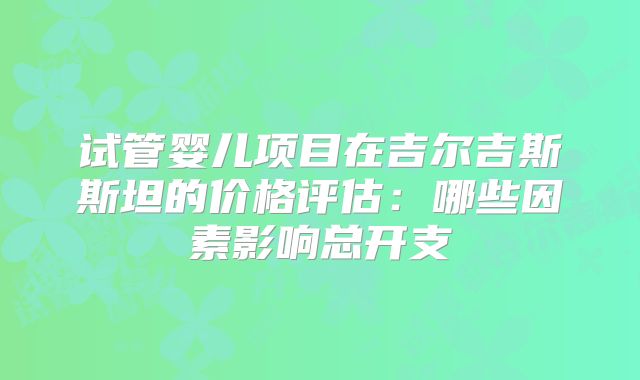 试管婴儿项目在吉尔吉斯斯坦的价格评估：哪些因素影响总开支