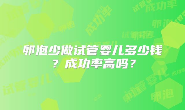 卵泡少做试管婴儿多少钱？成功率高吗？
