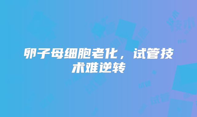 卵子母细胞老化，试管技术难逆转
