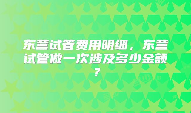 东营试管费用明细,东营试管做一次涉及多少金额?
