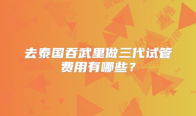 去泰国吞武里做三代试管费用有哪些？