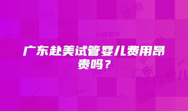 广东赴美试管婴儿费用昂贵吗?