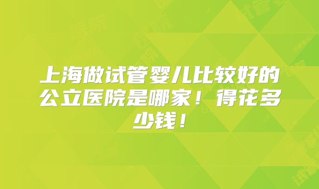 上海做试管婴儿比较好的公立医院是哪家!得花多少钱!