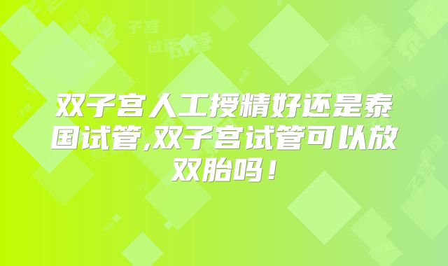 双子宫人工授精好还是泰国试管,双子宫试管可以放双胎吗！