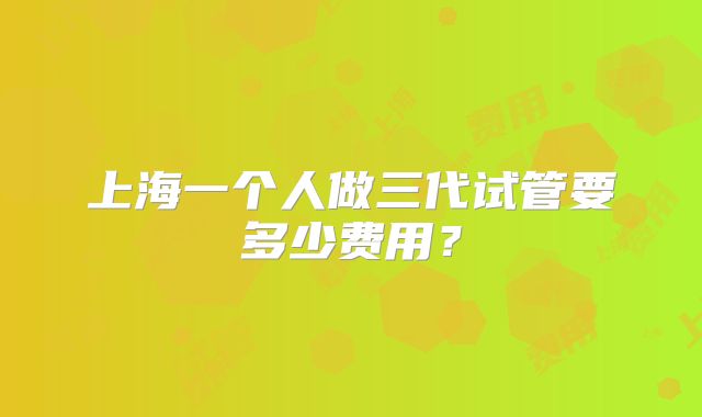 上海一个人做三代试管要多少费用?