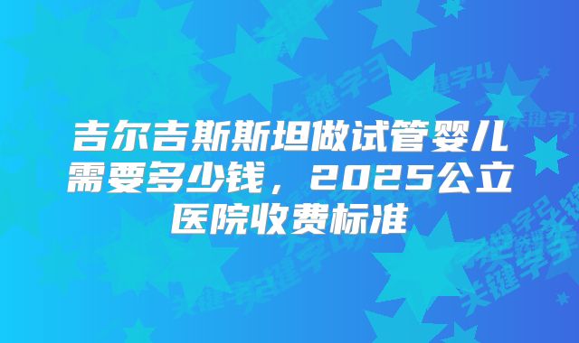 吉尔吉斯斯坦做试管婴儿需要多少钱,2025公立医院收费标准