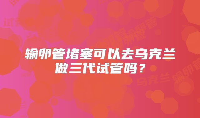 输卵管堵塞可以去乌克兰做三代试管吗？